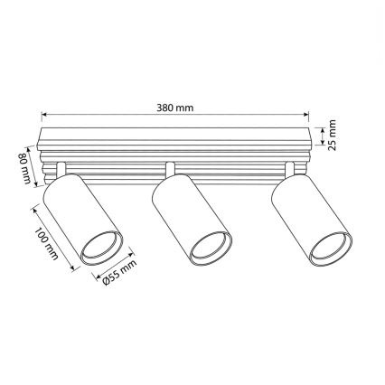 Brilagi - Stropna spot svjetiljka SELE WOOD ACOUSTIC 3xGU10/30W/230V crna/drvo