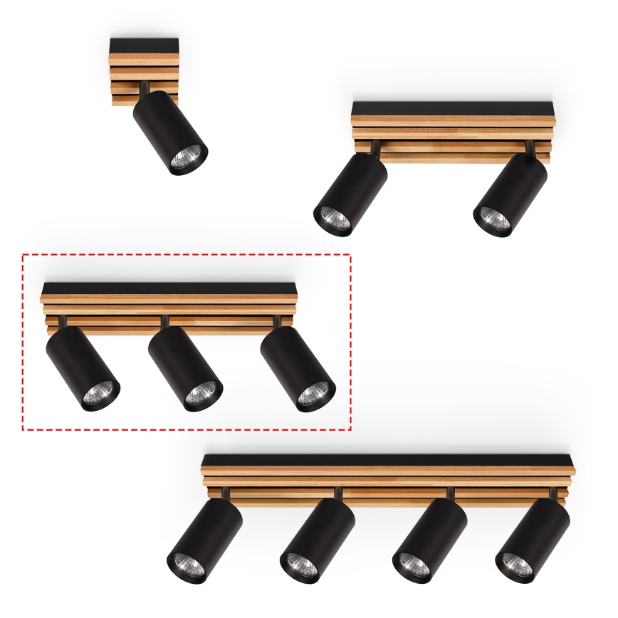 Brilagi - Stropna spot svjetiljka SELE WOOD ACOUSTIC 3xGU10/30W/230V crna/drvo