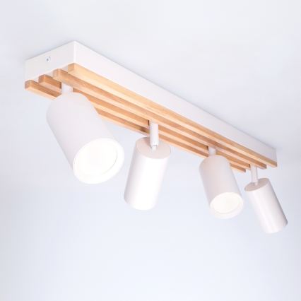 Brilagi - Stropna spot svjetiljka SELE WOOD ACOUSTIC 4xGU10/30W/230V bijela/drvo
