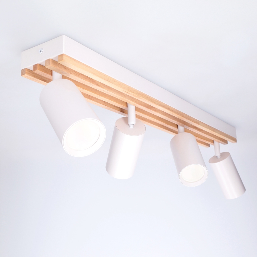 Brilagi - Stropna spot svjetiljka SELE WOOD ACOUSTIC 4xGU10/30W/230V bijela/drvo