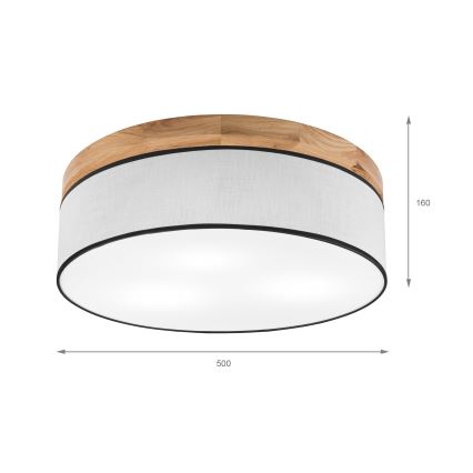 Brilagi - Stropna svjetiljka BELLADONNA 3xE27/15W/230V pr. 50 cm bijela/hrast