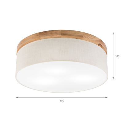 Brilagi - Stropna svjetiljka BELLADONNA 3xE27/15W/230V pr. 50 cm krem/hrast