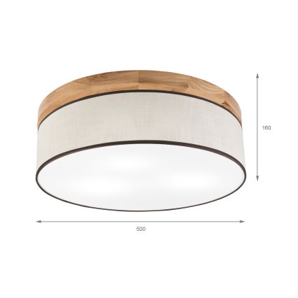 Brilagi - Stropna svjetiljka BELLADONNA 3xE27/15W/230V pr. 50 cm krem/hrast