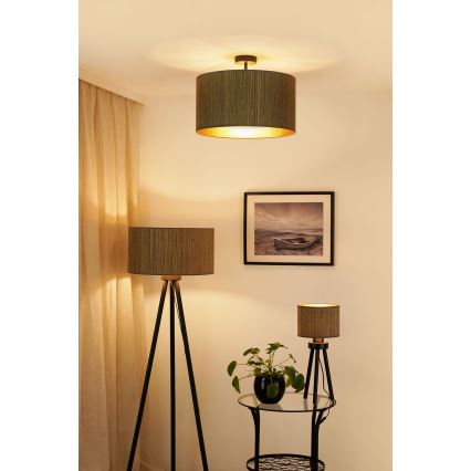Brilagi - Stropna svjetiljka BOSTON ROLLER 1xE27/15W/230V promjer 45 cm smeđa slama/zlatna