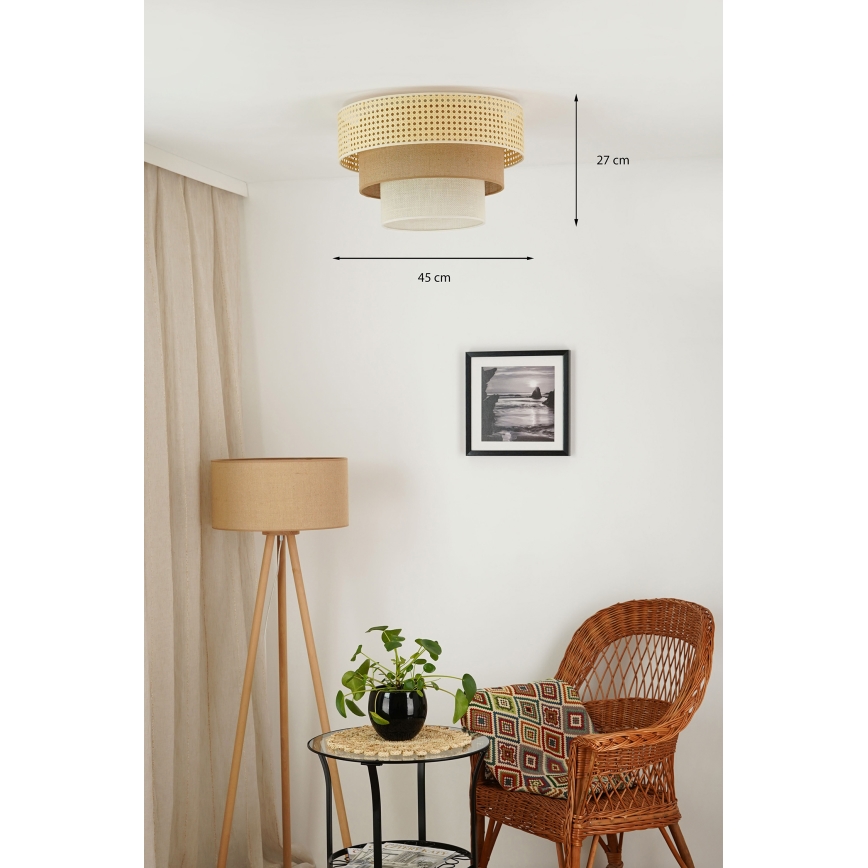 Brilagi - Stropna svjetiljka CEDAR LUNETA 1xE27/15W/230V pr. 45 cm bež/smeđa/krem