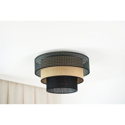 Brilagi - Stropna svjetiljka DAKOTA LUNETA 1xE27/15W/230V promjer 45 cm crna/ratan