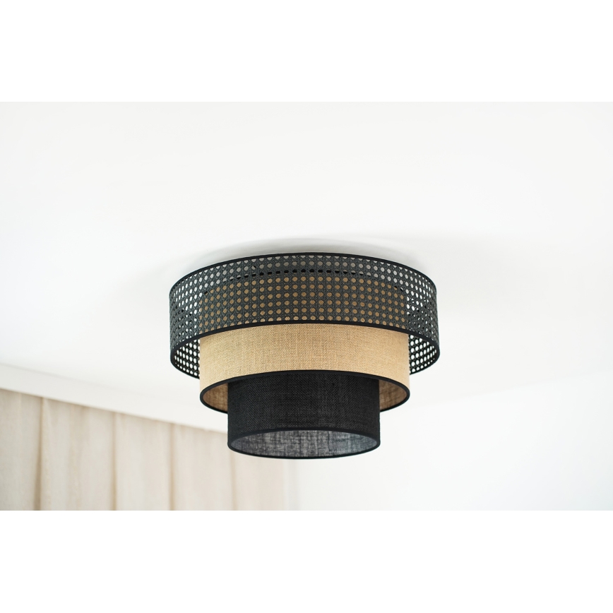 Brilagi - Stropna svjetiljka DAKOTA LUNETA 1xE27/15W/230V promjer 45 cm crna/ratan