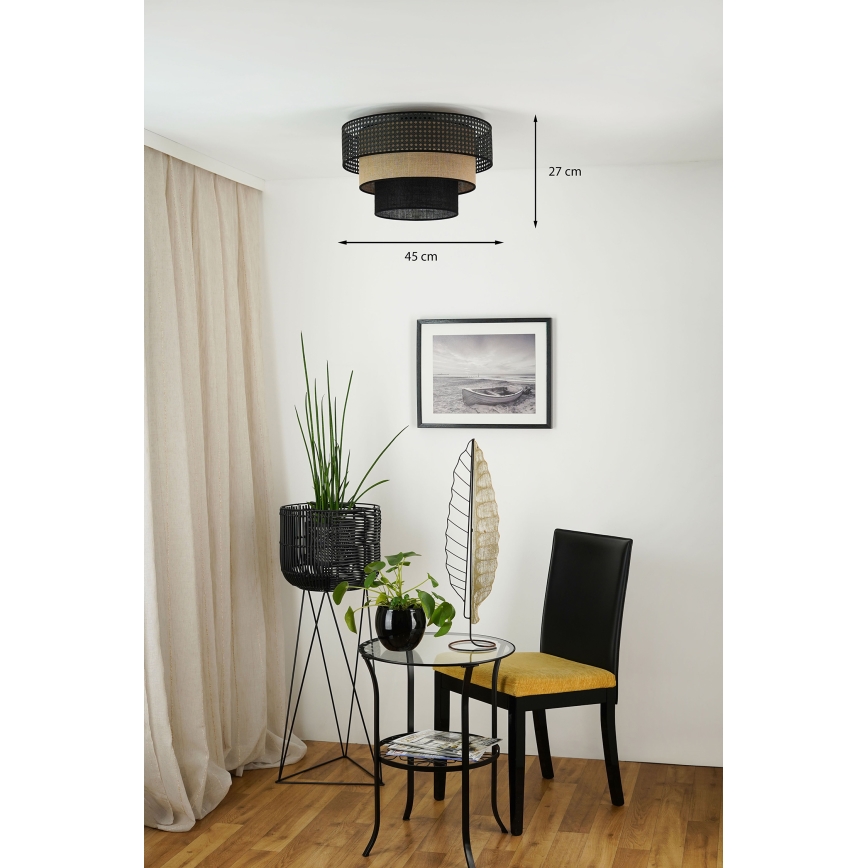 Brilagi - Stropna svjetiljka DAKOTA LUNETA 1xE27/15W/230V promjer 45 cm crna/ratan