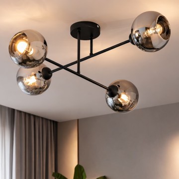 Brilagi - Stropna svjetiljka DIOR 4xE27/60W/230V crna/zadimljeno-siva