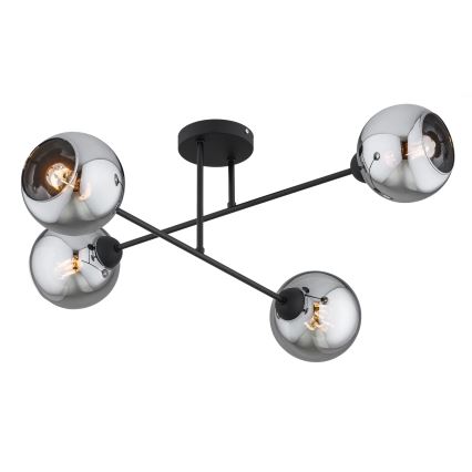 Brilagi - Stropna svjetiljka DIOR 4xE27/60W/230V crna/zadimljeno-siva