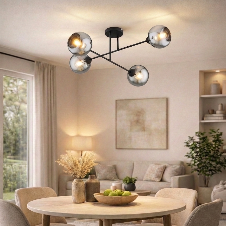 Brilagi - Stropna svjetiljka DIOR 4xE27/60W/230V crna/zadimljeno-siva