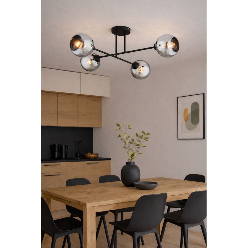 Brilagi - Stropna svjetiljka DIOR 4xE27/60W/230V crna/zadimljeno-siva