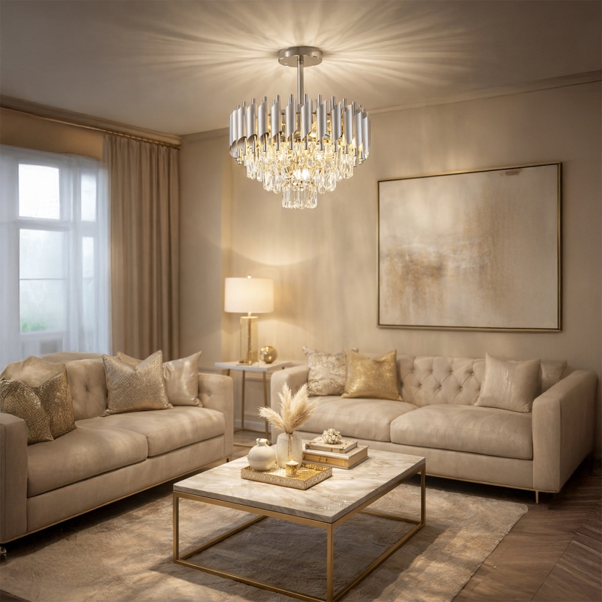 Brilagi - Stropna svjetiljka ECLIPSE za površinsku montažu, 5 x E14/10W/230V, Ø 38 cm, srebrna