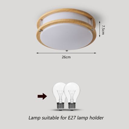 Brilagi - Stropna svjetiljka ELARO 2xE27/40W/230V Ø 26 cm, drveni dekor