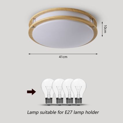 Brilagi - Stropna svjetiljka ELARO 4xE27/40W/230V, promjer 41 cm, drveni dekor