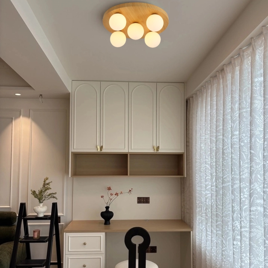 Brilagi - Stropna svjetiljka LUND WOOD 5xG9/9W/230V, promjer 40 cm, drvo kaučukovca