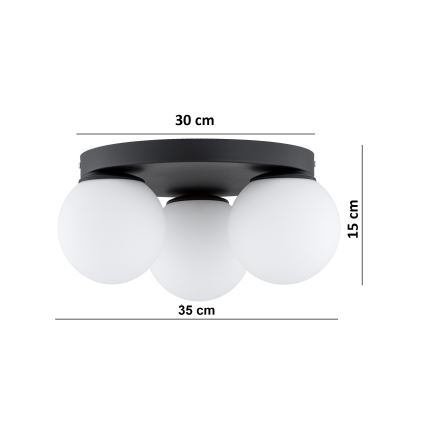 Brilagi - Stropna svjetiljka MILO 3xE27/60W/230V Ø 35 cm crna