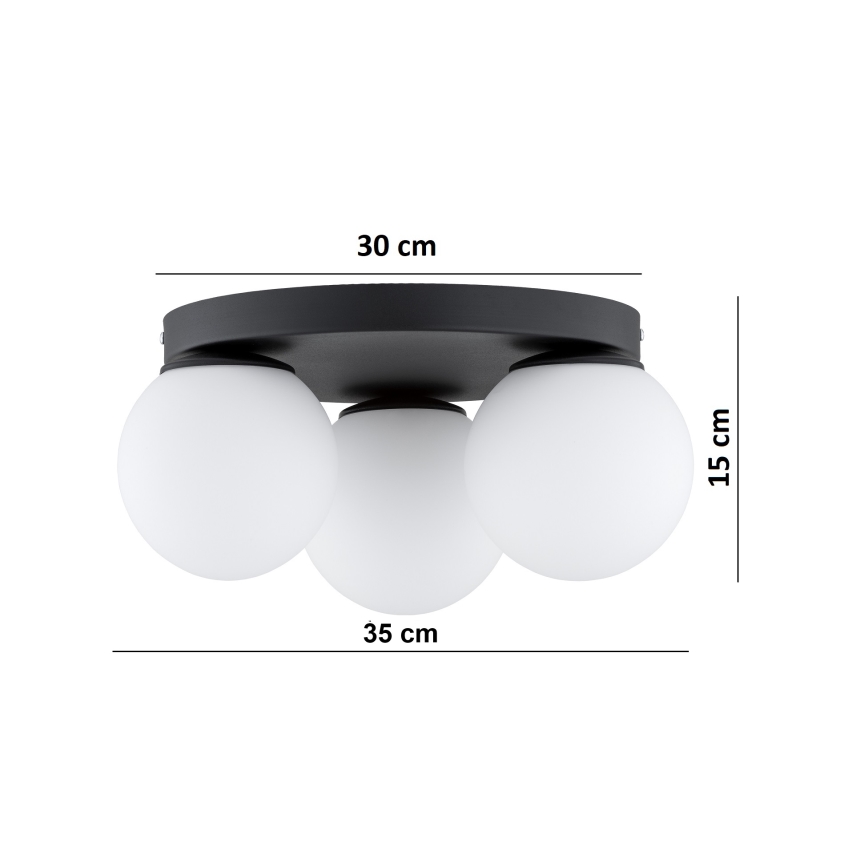 Brilagi - Stropna svjetiljka MILO 3xE27/60W/230V Ø 35 cm crna