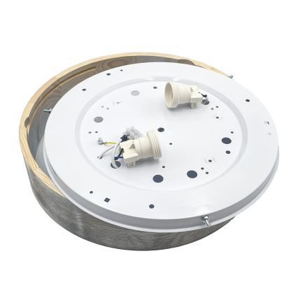 Brilagi - Stropna svjetiljka PINO 2xE27/15W/230V borovina/srebrna Ø 37,5 cm