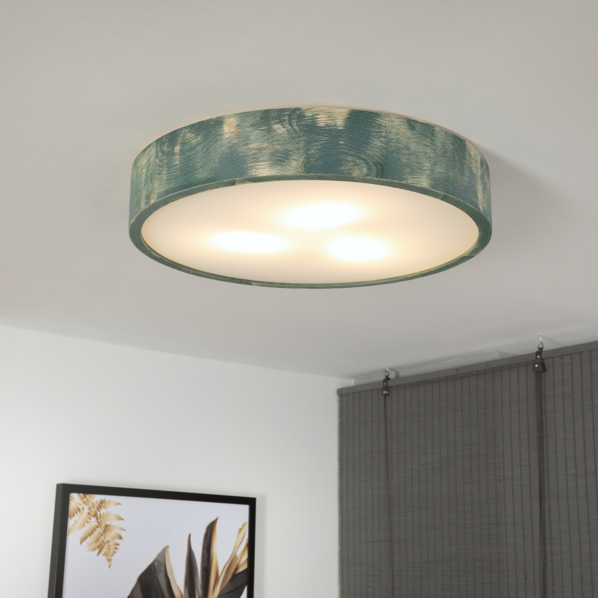 Brilagi - Stropna svjetiljka PINO 3xE27/15W/230V borovina/zelena pr. 47,5 cm