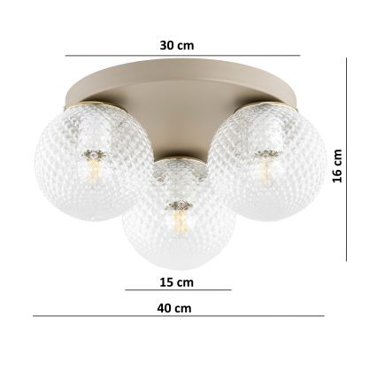 Brilagi - Stropna svjetiljka STELLA 3xE27/60W/230V Ø 35 cm bež/zlatna