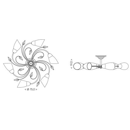BRILAGI - Stropna svjetiljka WILLOW 6xE27/40W/230V promjer 75 cm brončana