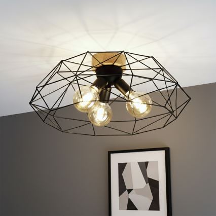 Brilagi - Stropna svjetiljka WOODY BASKET 3xE27/60W/230V, promjer 60 cm, hrast