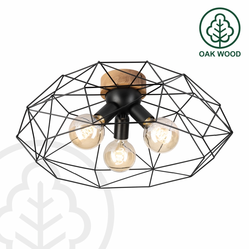 Brilagi - Stropna svjetiljka WOODY BASKET 3xE27/60W/230V, promjer 60 cm, hrast