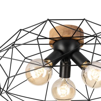 Brilagi - Stropna svjetiljka WOODY BASKET 3xE27/60W/230V, promjer 60 cm, hrast