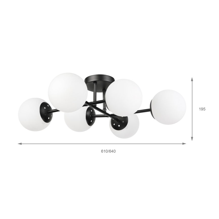 Brilagi - Stropna svjetiljka za površinsku montažu MALONY 6xE14/20W/230V crna