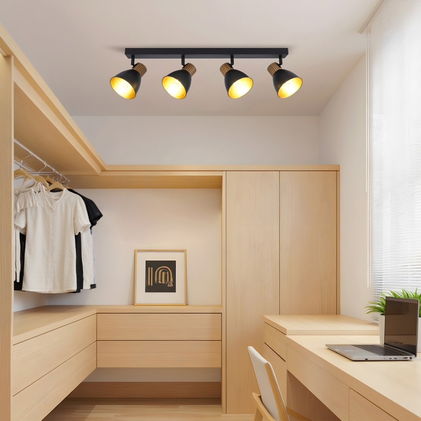 Brilagi - Stropna točkasta svjetiljka ODENSE 4xE14/10W/230V drvo/crna