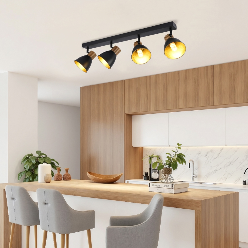 Brilagi - Stropna točkasta svjetiljka ODENSE 4xE14/10W/230V drvo/crna