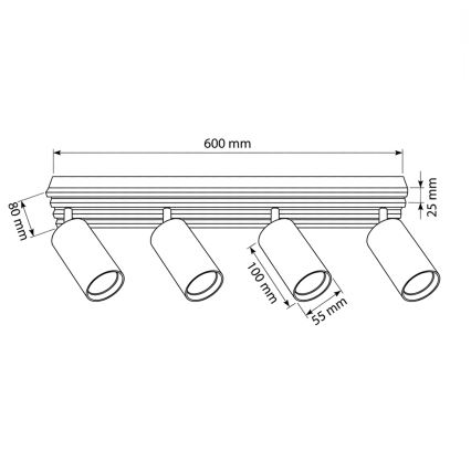 Brilagi - Stropna usmjerena svjetiljka SELE WOOD 4xGU10/30W/230V crna/drvo