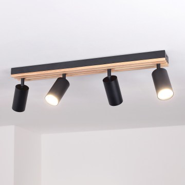 Brilagi - Stropna usmjerena svjetiljka SELE WOOD ACOUSTIC 4xGU10/30W/230V crna/drvo
