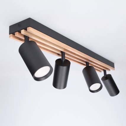 Brilagi - Stropna usmjerena svjetiljka SELE WOOD ACOUSTIC 4xGU10/30W/230V crna/drvo