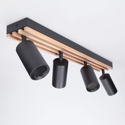 Brilagi - Stropna usmjerena svjetiljka SELE WOOD ACOUSTIC 4xGU10/30W/230V crna/drvo