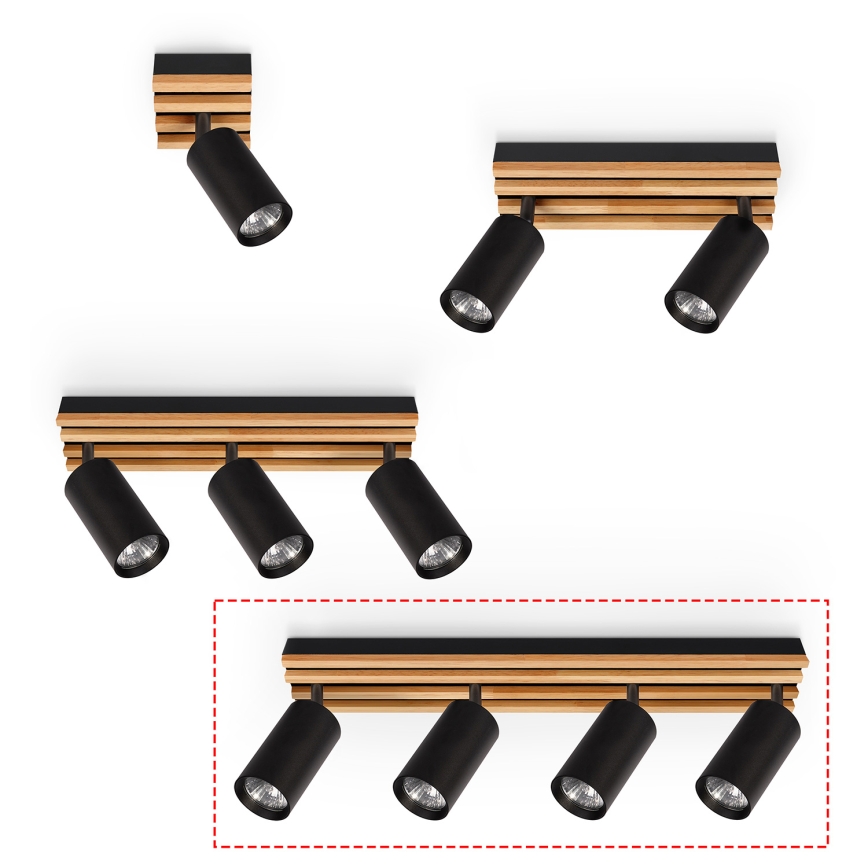 Brilagi - Stropna usmjerena svjetiljka SELE WOOD ACOUSTIC 4xGU10/30W/230V crna/drvo