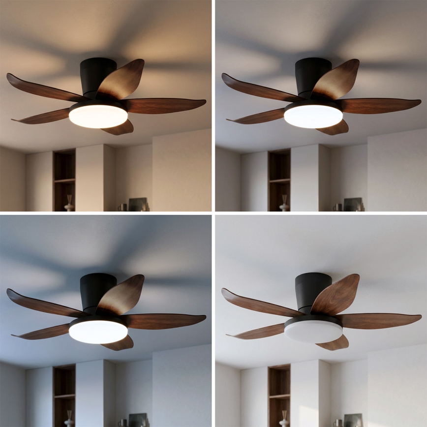 Brilagi - LED stropni ventilator sa mogućnošću prigušivanja, 32W/230V, 3000–6500K, Ø 95 cm, crna/smeđa + daljinski upravljač