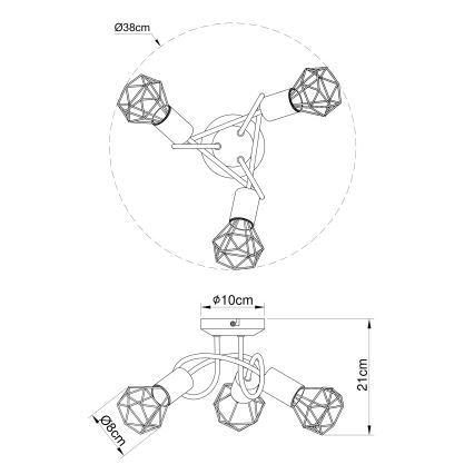 Brilagi - Stropni luster CAGE 3xE14/40W/230V