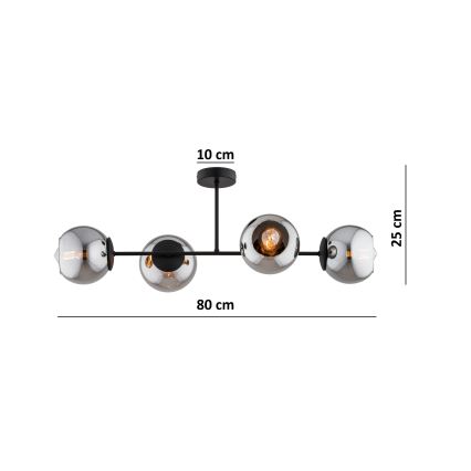 BRILAGI - Stropni luster DIOR 4xE27/60W/230V crna/dimno-siva