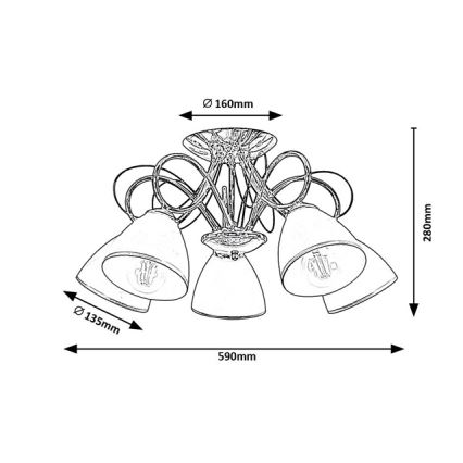 Brilagi - Stropni luster FRED 5xE27/60W/230V, promjer 59 cm, sjajni krom