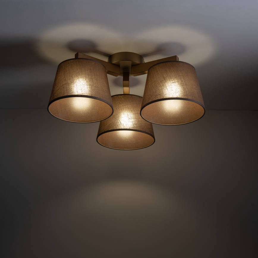 Brilagi - Stropni luster LATTE SABIA 3xE27/60W/230V borovina/smeđa