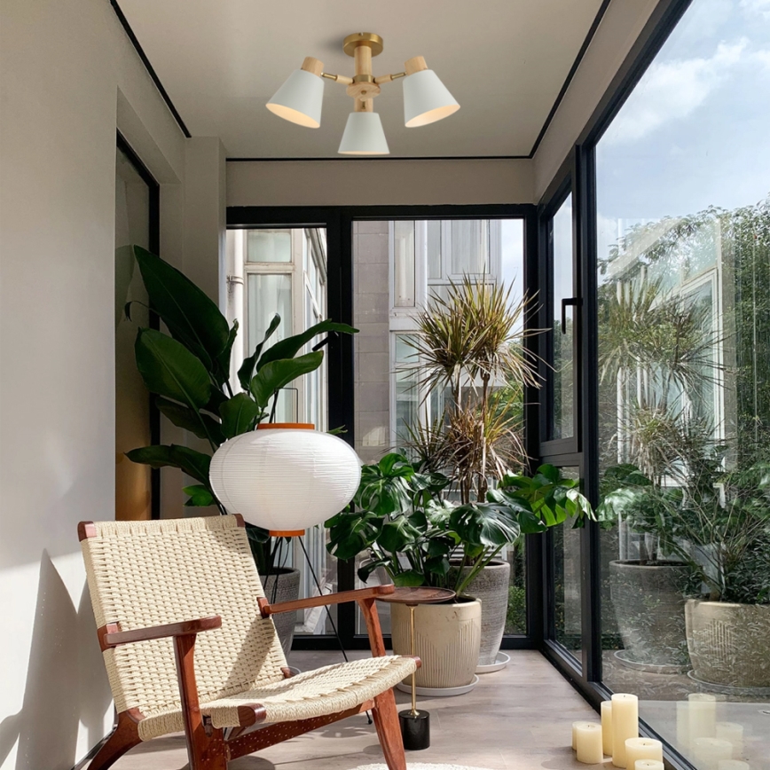 Brilagi - Stropni luster LUND WOOD 3xE27/40W/230V promjer 50 cm kaučukovo drvo