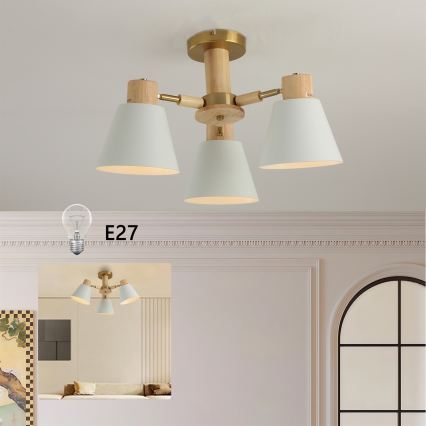 Brilagi - Stropni luster LUND WOOD 3xE27/40W/230V promjer 50 cm kaučukovo drvo