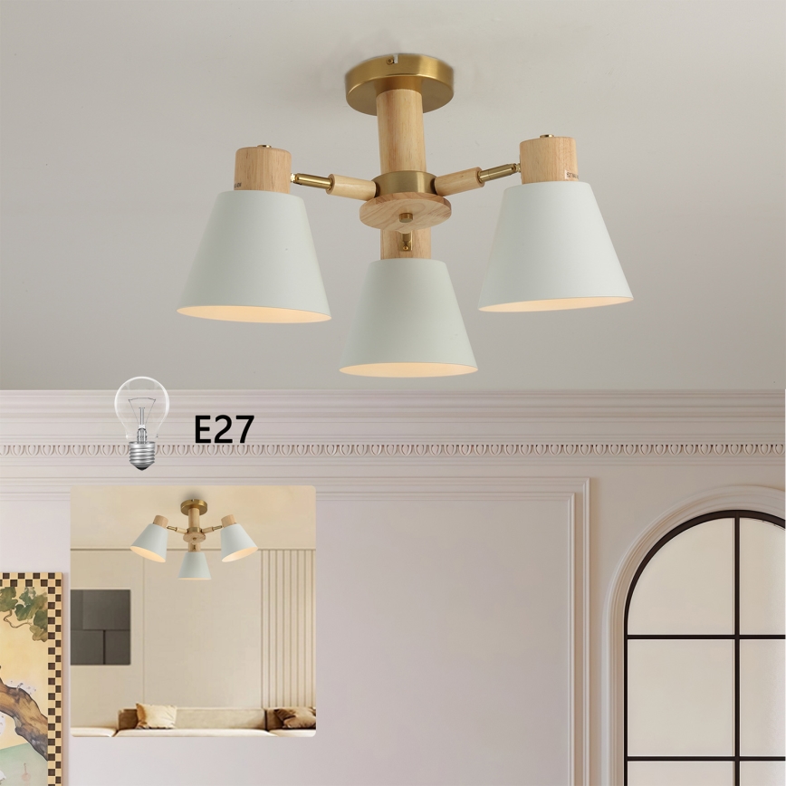 Brilagi - Stropni luster LUND WOOD 3xE27/40W/230V promjer 50 cm kaučukovo drvo