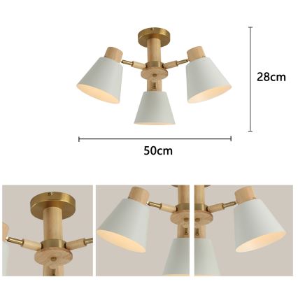 Brilagi - Stropni luster LUND WOOD 3xE27/40W/230V promjer 50 cm kaučukovo drvo