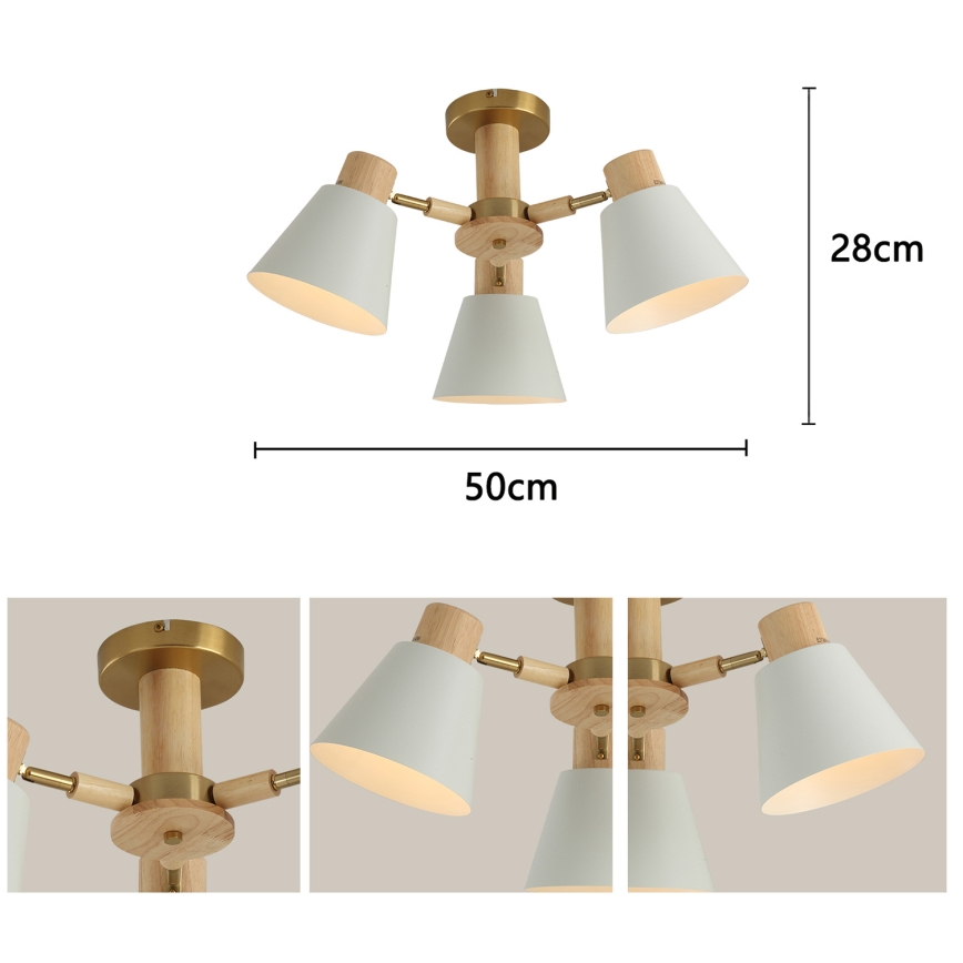 Brilagi - Stropni luster LUND WOOD 3xE27/40W/230V promjer 50 cm kaučukovo drvo