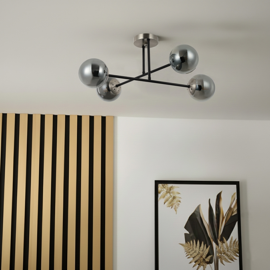 Brilagi - Stropni luster MALIVA 4xE14/15W/230V matni krom/dimljeno staklo