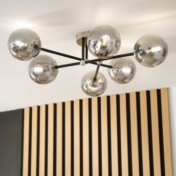 Brilagi - Stropni luster MALIVA za površinsku montažu 6xE14/15W/230V matni krom/zadimljeno staklo