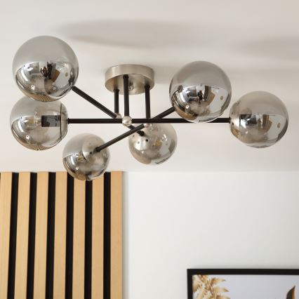 Brilagi - Stropni luster MALIVA za površinsku montažu 6xE14/15W/230V matni krom/zadimljeno staklo